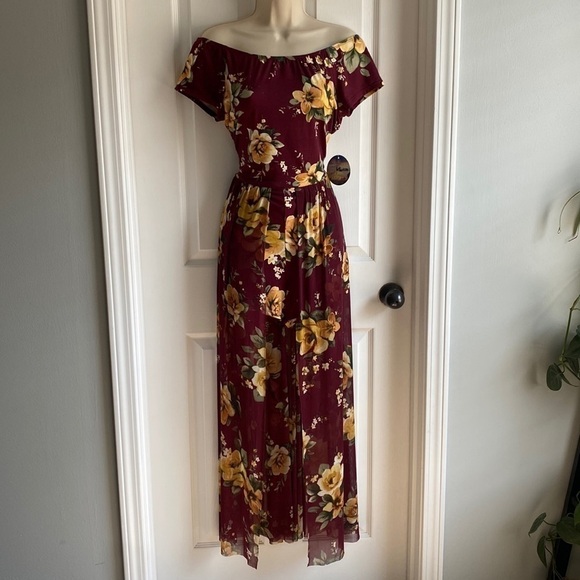 🆕 BeBop Off-Shoulder Romper with Skirt Floral Playsuit Large - Picture 1 of 14
